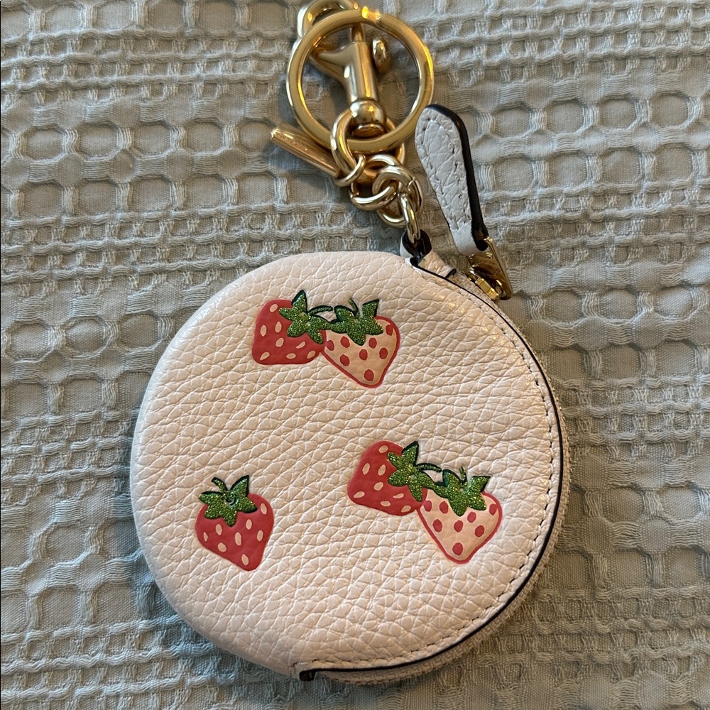 Coach White and Red Strawberry Coin Pouch - Picture 2 of 3